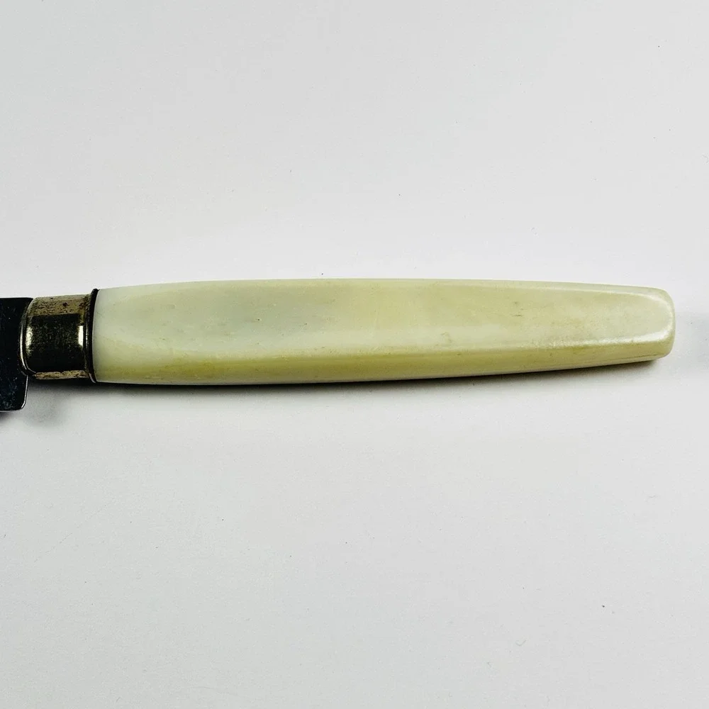 Vintage Sheffield England Regent Stainless Steel Knife White Handle‎ Serrated